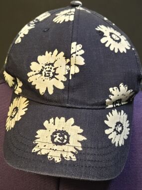 Floral Print Navy Baseball Cap - Women Accessories
